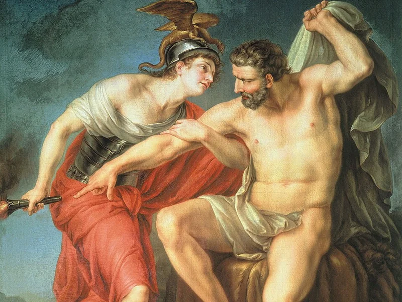 1755-Ivan Akimovich Akimov - Ercole che si brucia sulla pira alla presenza dell'amico Filottete
